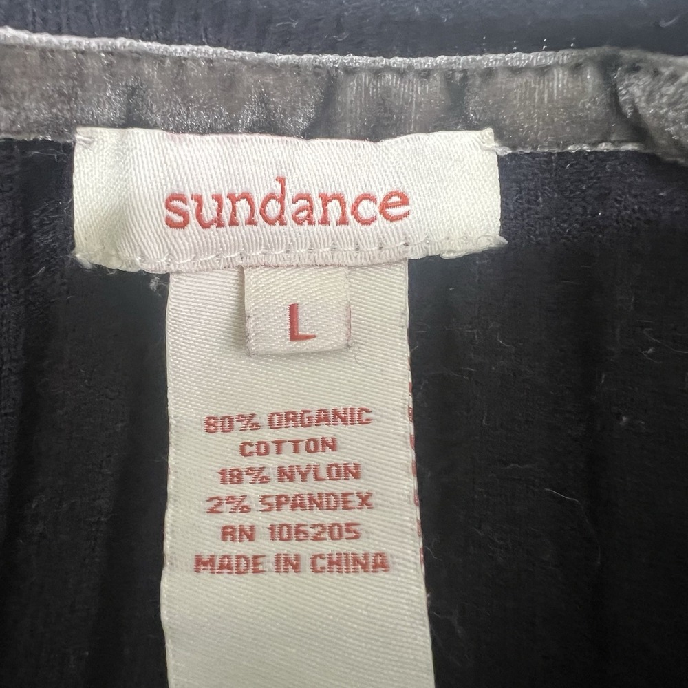 Sundance Living Legend Black Organic Cotton Ribbed Henley Top Large Classic - Picture 8 of 9